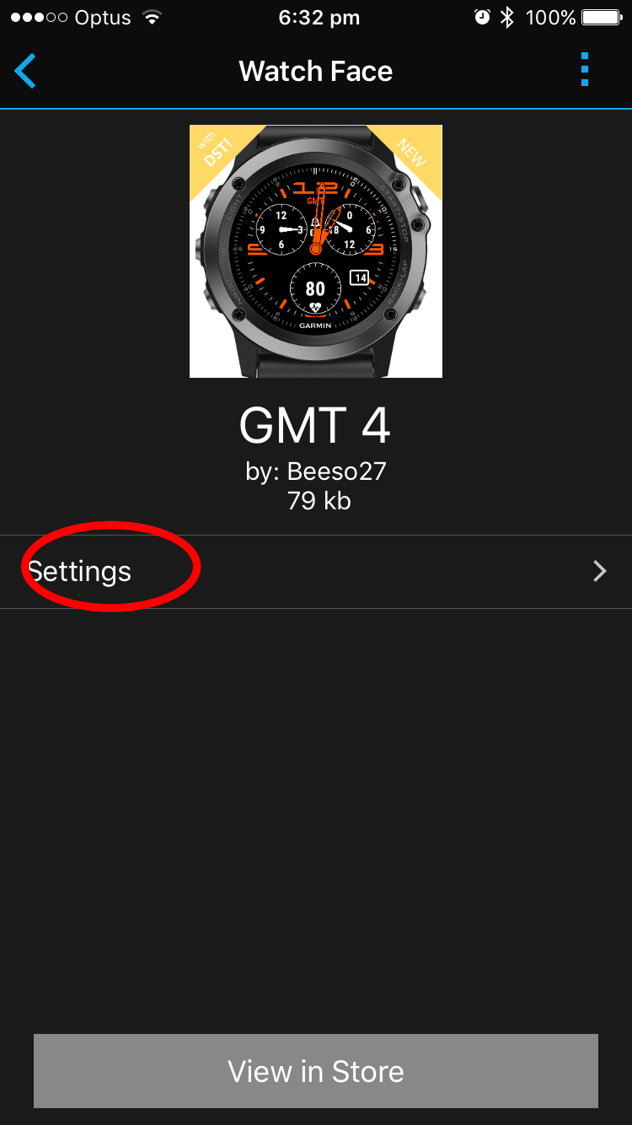 Select Settings menu item